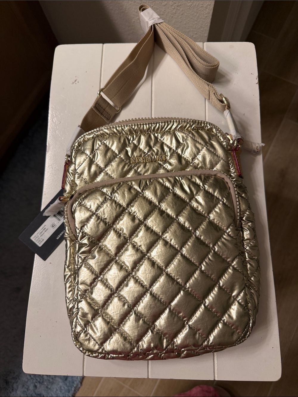 MZ Wallace Metro Crossbody bag in Platinum Metallic Gold. Size Large. Brand New. - Picture 16 of 16